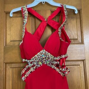 Faviana red dress